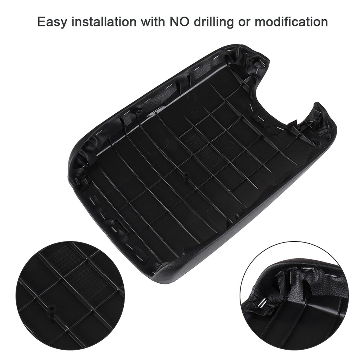 OXILAM Replacement Center Console Lid Armrest Cover – Fits Honda Accord 2008-2012 – Black Synthetic Leather