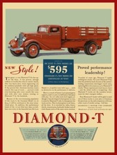 1933 Diamond T Trucks New Metal Sign 1.5 Ton Stake Bed Model 210 211