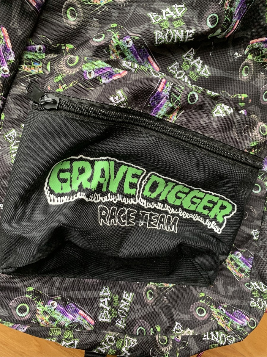 Monster Jam Trucks Grave Digger All Over Print Backpack with 4