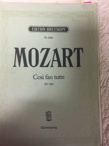 Details About Cosi Fan Tutte Mozart Vocal Score German And Italian Edition Breitkopf - 