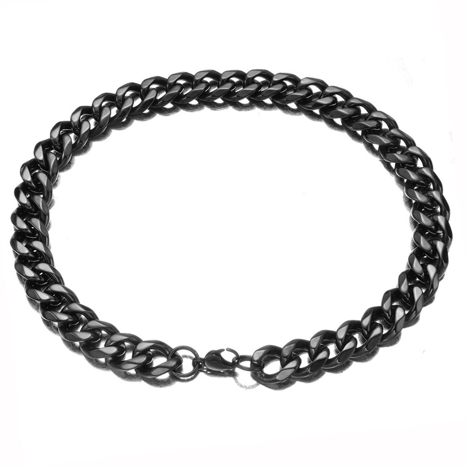 Fashion Polished 19mm 24" Black Mens Chain Stainless Steel Curb Link
