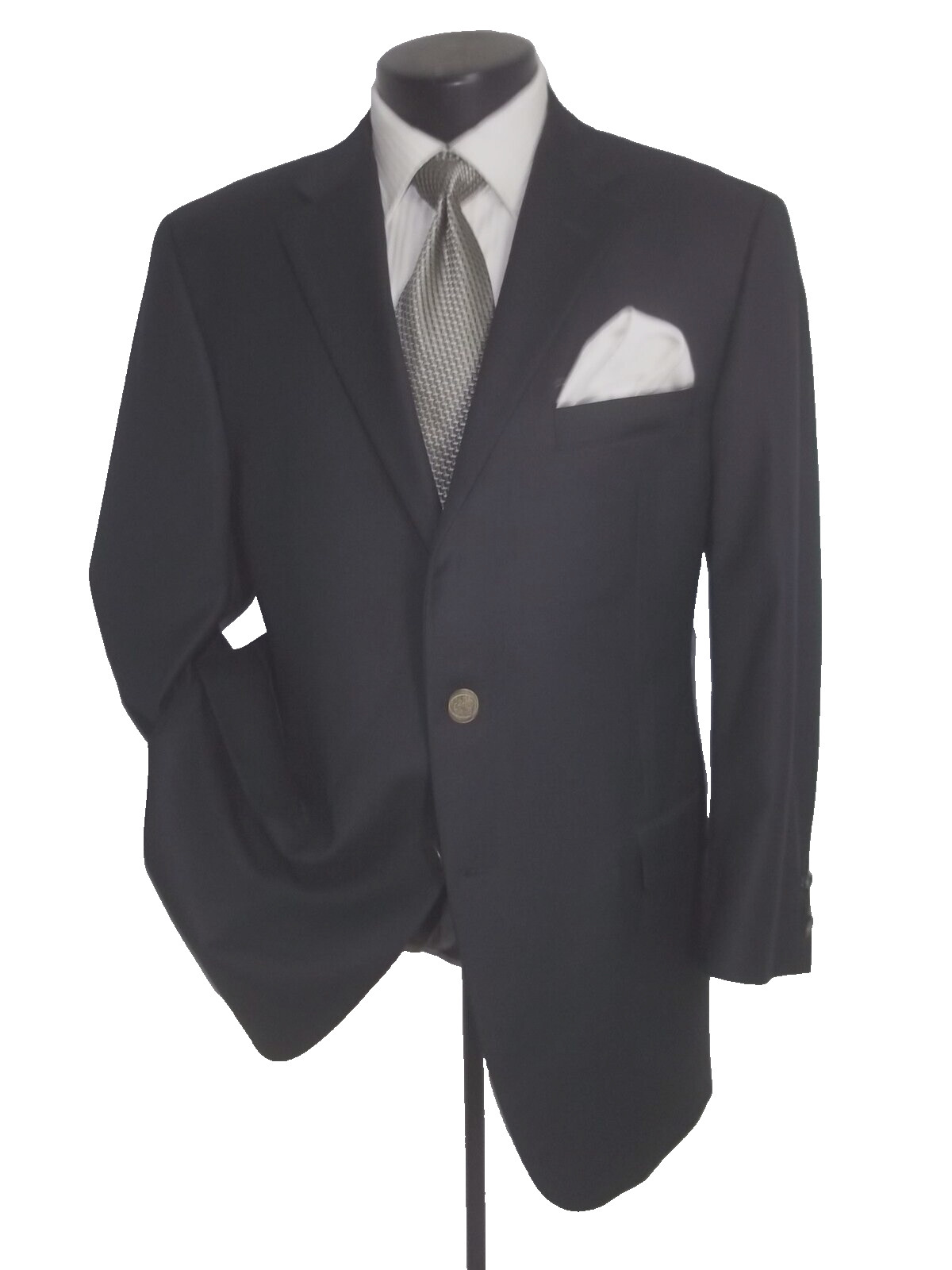 Hickey Freeman Solid Black 2 Button Side Vents Wo… - image 3