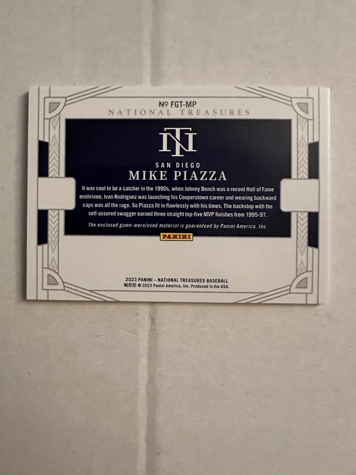 2023 National Treasures Mike Piazza Field Gear /99 Game Used Padres Dodgers - Image 2 of 2