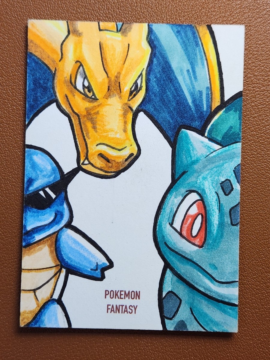 Charizard Squirtle Pokemon Fantasy PSC Sketch Card by Jhun Zulveta