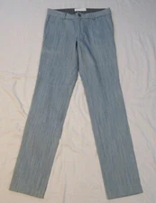 Ron Herman Womens Pin Striped Black White Straight Leg Jeans Pants Size 32 Tall