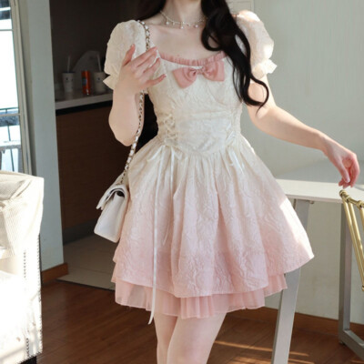 Sweet Bowknot Princess A-Line Dress Girls Japanese Cute Lolita