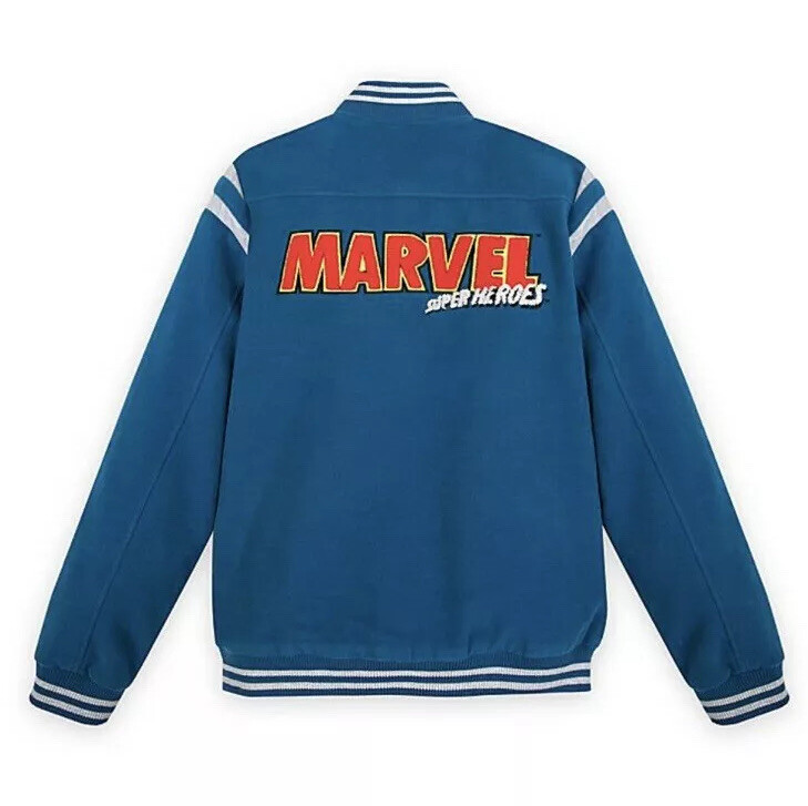 NWT SOLD OUT MARVEL 80 YEAR ANNIVERSARY LETTERMAN BOMBER JACKET MEN SMALL