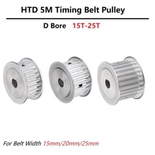 HTD 5M Timing Belt Pulley 15 - 25T Teeth D Bore For 15mm/20mm/25mm Wide Belt