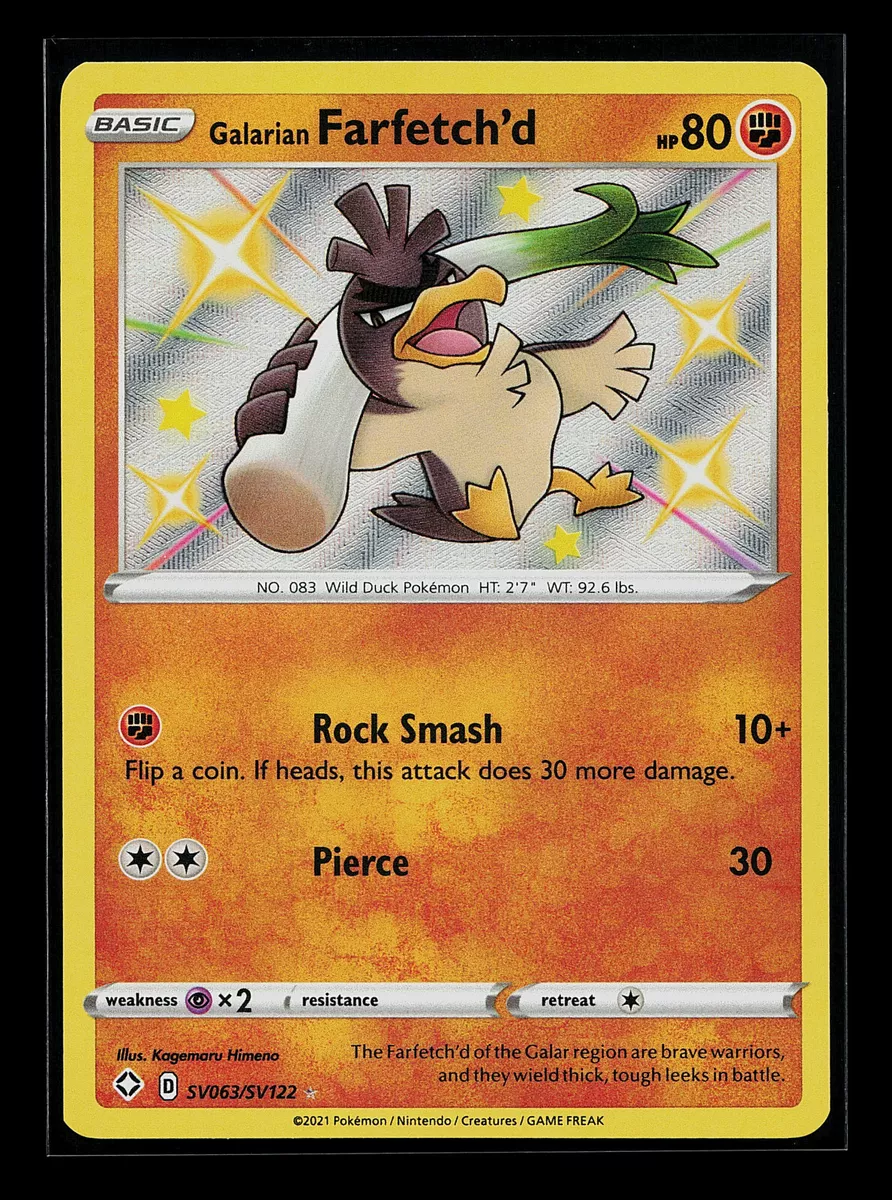  Pokemon - Galarian Farfetch'd SV063/SV122 - Shining Fates -  Shiny Vault - Card : Toys & Games