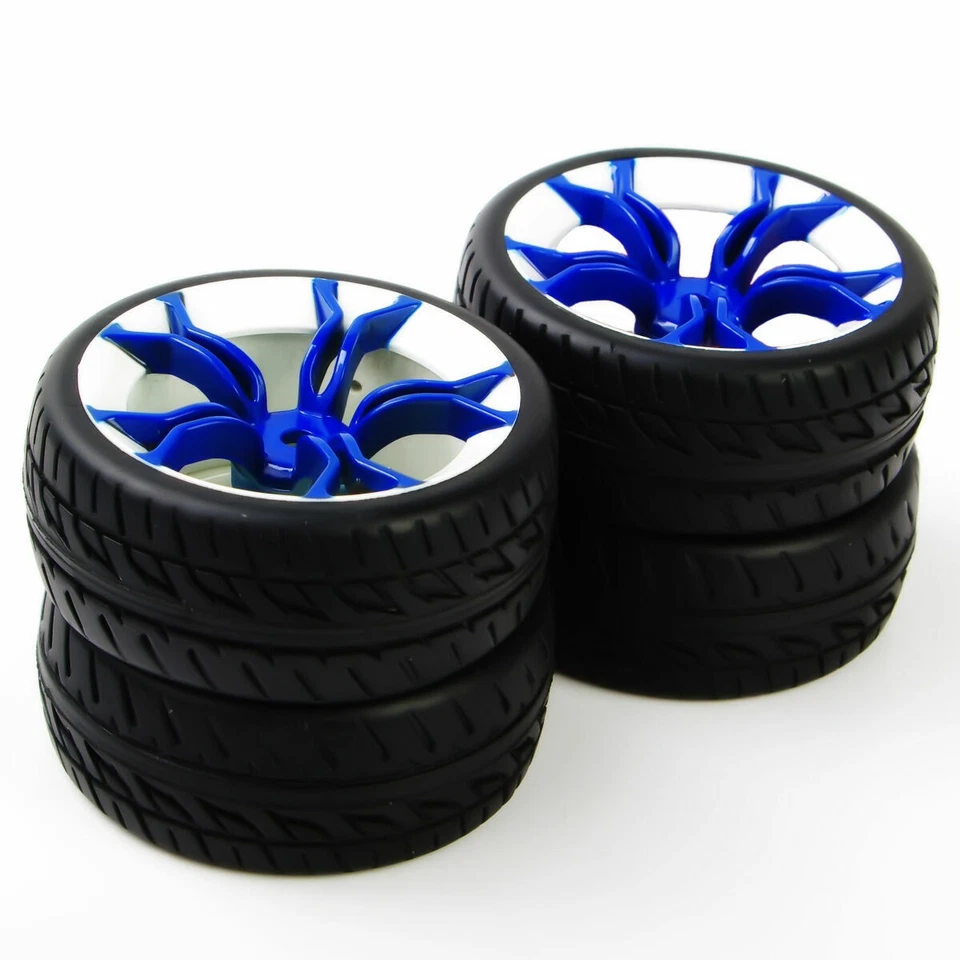 4Pcs 1:10 Run Flat Tires&Rims 12mm Hex For RC On Road Racing Car PP0150+MPNWB  - Image 3 of 4