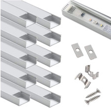 LED Aluminum Channel Wide, Aluminum Profile 10-Pack with Complete Mounting Acces