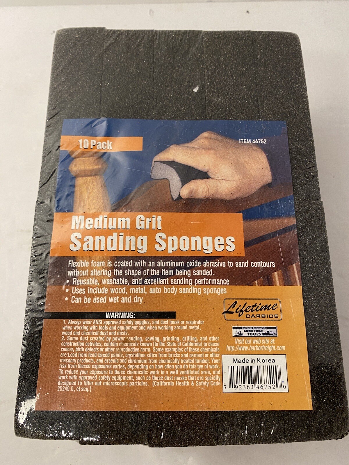Lifetime Carbide Pack of 10 Medium Grade Aluminum Oxide Sanding Sponges