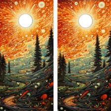 WATERPROOF  FADEPROOF Cornhole Board Wraps / SOLAR LANDSCAPE