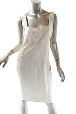VALENTINO Boutique Ivory Acetate Rayon Blend Rear Darts Cocktail Dress Sz US 10