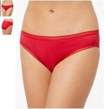 New Jenni by Jennifer Moore Womens Lace-Trim Bikini, Candy Red, Medium
