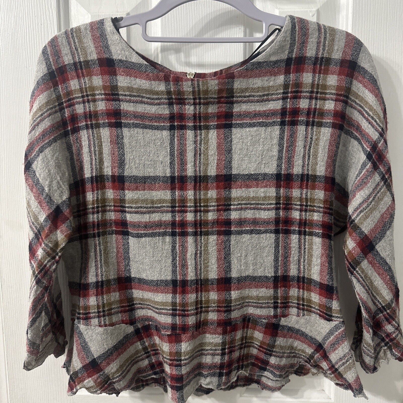 Zara Basic Collection Plaid Ruffle Crop Blouse Wo… - image 1