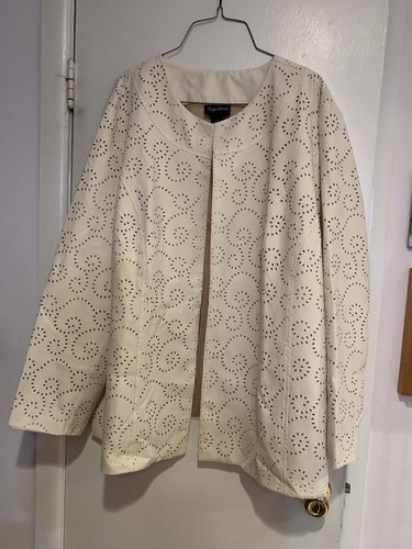 Maggie Barnes Snap Button Cream Jacket Blazer Plus Size 3X Cut Out Pattern Rare - Picture 2 of 8
