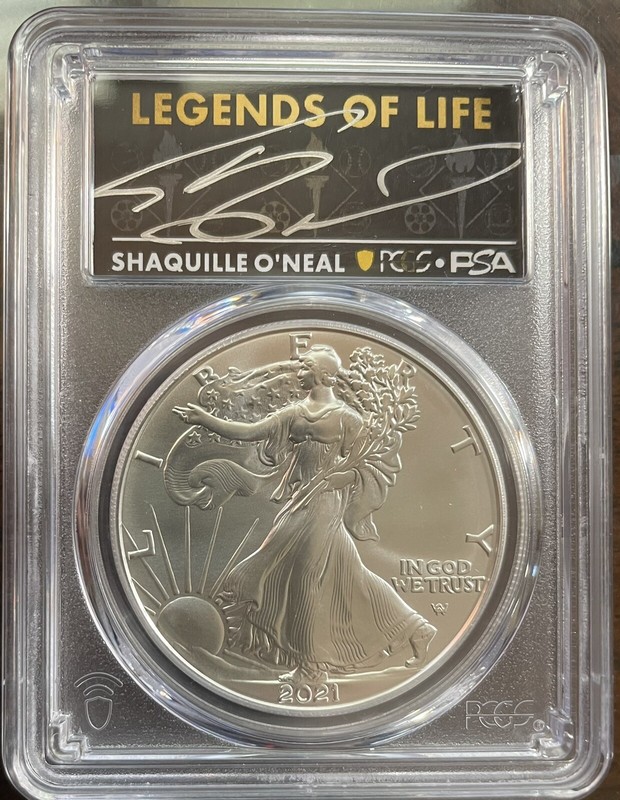 2021 Silver Eagle Type 2 PCGS MS70 Legends Life Shaquille O'Neal