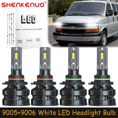 SHENKENUO For Chevy Express 1500 2500 3500 4500 White LED Headlights Bulb High Low Beam Z8