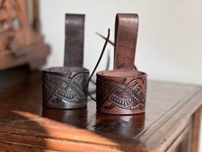 Horn holder, Adjustable Belt Holder for Drinking Horns, Black or Brown Leather