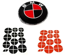 Matte BLACK & RED Sticker Vinyl  Overlay Decal for BMW Emblem Roundel Badge Logo