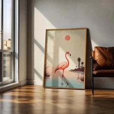Flamingo Wall Art, Pink Flamingo Art Print, Boho Printable Art
