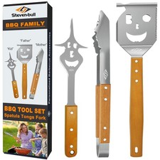 Image of BBQ Tools Set with Grill Spatula Tongs Fork Barbecue Utensils Kit Surprise Gifts