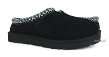 UGG Tasman Black Suede Fur Slippers Mens Size 11 -NIB-