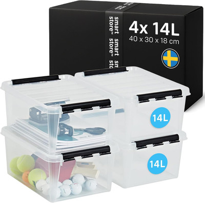 Smartstore - 4X Aufbewahrungsbox Mit Deckel Classic 14L (40X30X18Cm) | Stapelbar