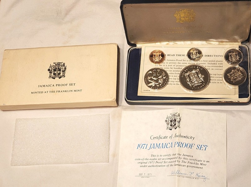 1971 Jamaica Proof Set, Minted at the Franklin Mint - COA & Box Included