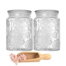 ANSQU 2-Pack Glass Bath Salt Jar with Wooden Scoop, 23.7oz Bath Salt Containe...