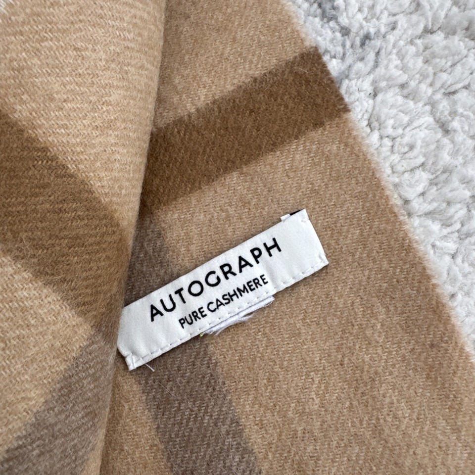 M&S Autograph 100% Pure Cashmere Scarf Beige brown mix | eBay