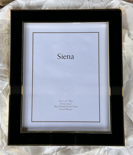 Siena Black Enamel with Gold Trim 8 x 10 Picture Frame Perfect Wedding Gift - Picture 1 of 9