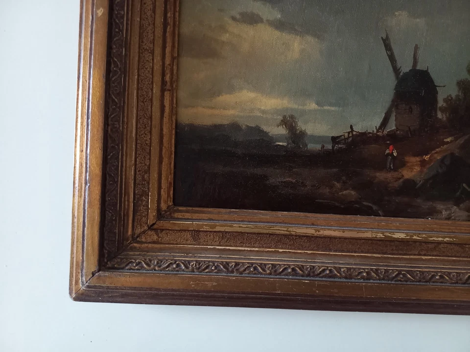 WILH. KLEIN (1821-1897) | Landschaft/Windmühle | ORIGINAL Ölgemälde auf Leinwand - Bild 4 von 4