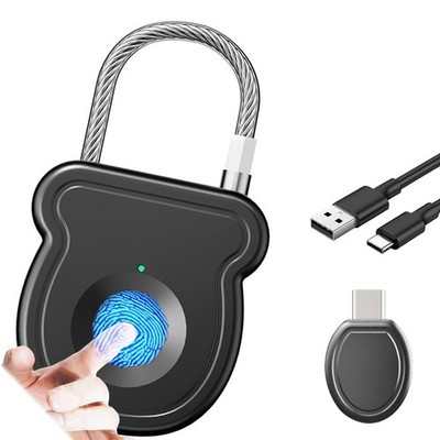 Fingerprint Padlock   Keyless Biometric Thumbprint Lock Flexible Cable for Gy...