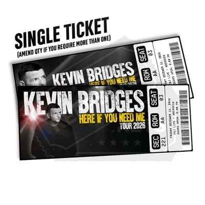 CUSTOM Kevin Bridges Mock Ticket Here If You Need Me Tour | Personalized Gift Reveal