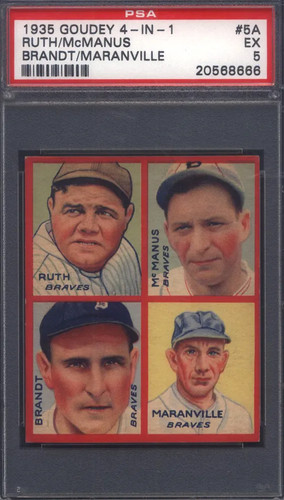 1935 Goudey 4-In-1 #5A with Babe Ruth Yankees PSA 5