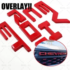 Overlay Letters Emblem FOR Chev Silverado Custom Front Grille 2022-2025 Red