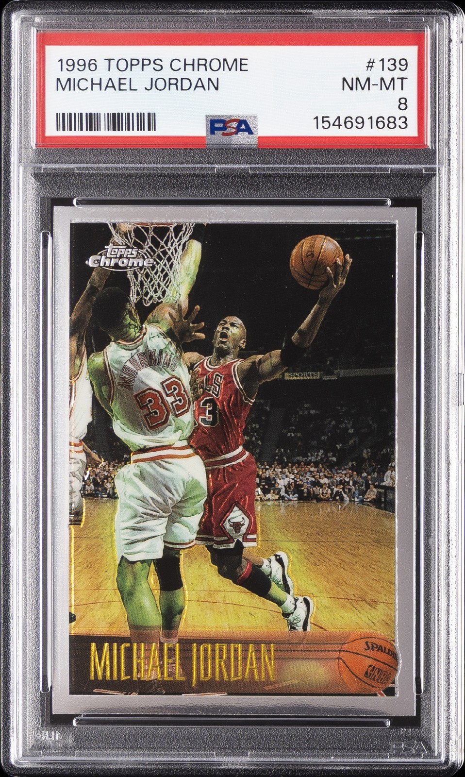 1996 TOPPS CHROME #139 MICHAEL JORDAN PSA 8