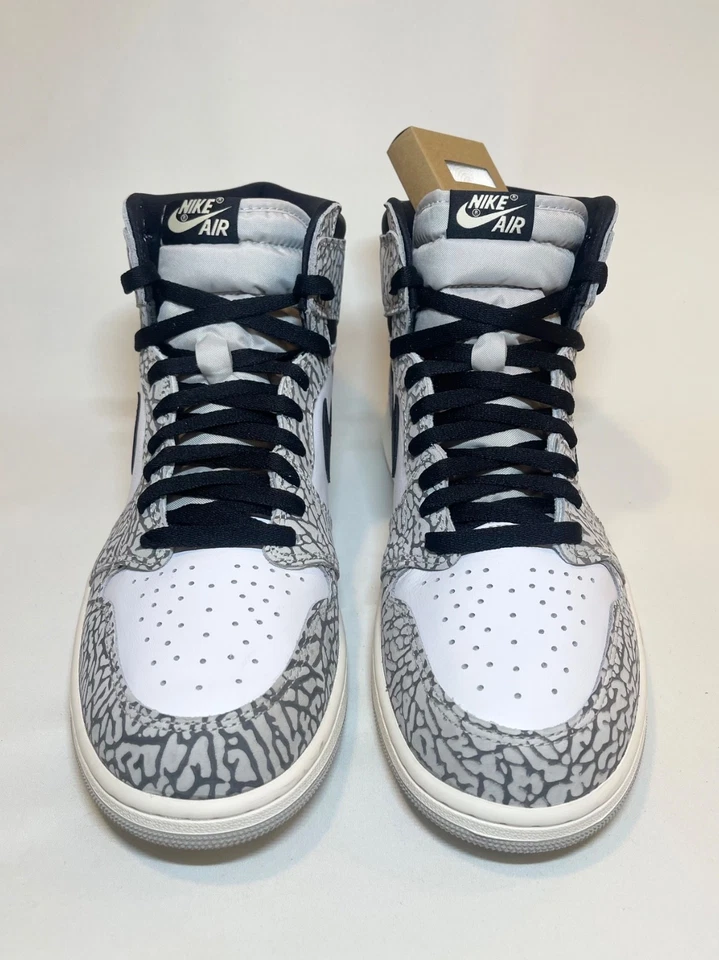 🔥Size 12.5-Air Jordan 1 Retro High OG "White Cement" Elephant Print DZ5485 052  - Image 3 of 4