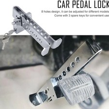Stainless Steel Brake Pedal Lock Security Car Auto Clutch Lock Anti-theft W3key