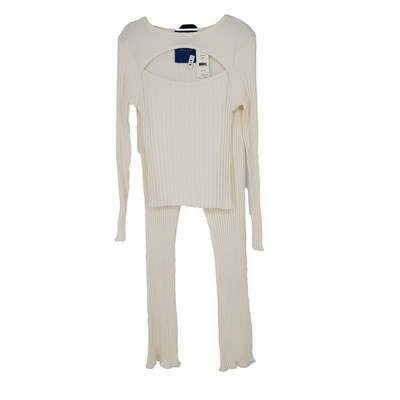 Simon Miller Rib Knit Pant and Top Set Womens Large White Stretch Fabric NEW