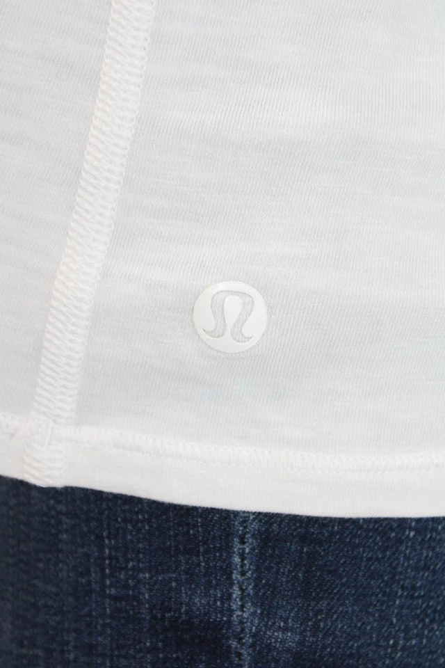 Top Lululemon Mujer Algodón Detalle Paneles Manga Larga Blanco Sólido Talla M Foto 4 de 4