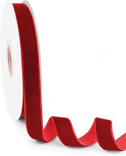 5/8" Wide Velvet Ribbon, 10 Yards - Red Velvet Ribbon on Spool for Crafts, Gift