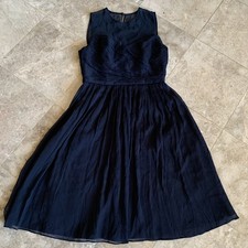 J Crew Clara Dress In Silk Chiffon Sheer Panel Cocktail Party Little Navy Sz 4