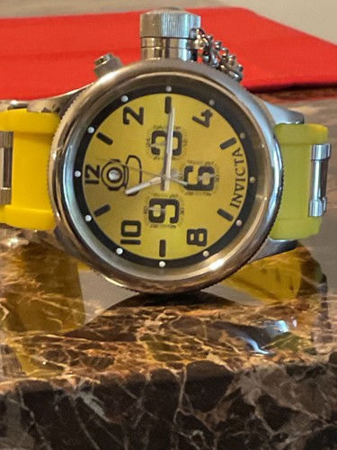 Invicta Pro Diver 32991 52mm Silver Stainless Steel Case with Yellow Silicone...