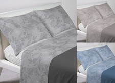 Completo Lenzuola Letto In 100% Cotone Made Italy Disegno Lily