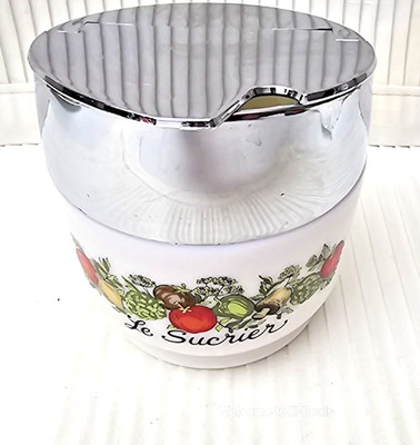 Vintage Corningware Spice of Life Gemco Sugar Pot Le Sucrier Milk Glass Bowl