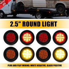48x Red Amber 2.5 Inch Round Led Truck Trailer Rv Side Marker Clearance Lights