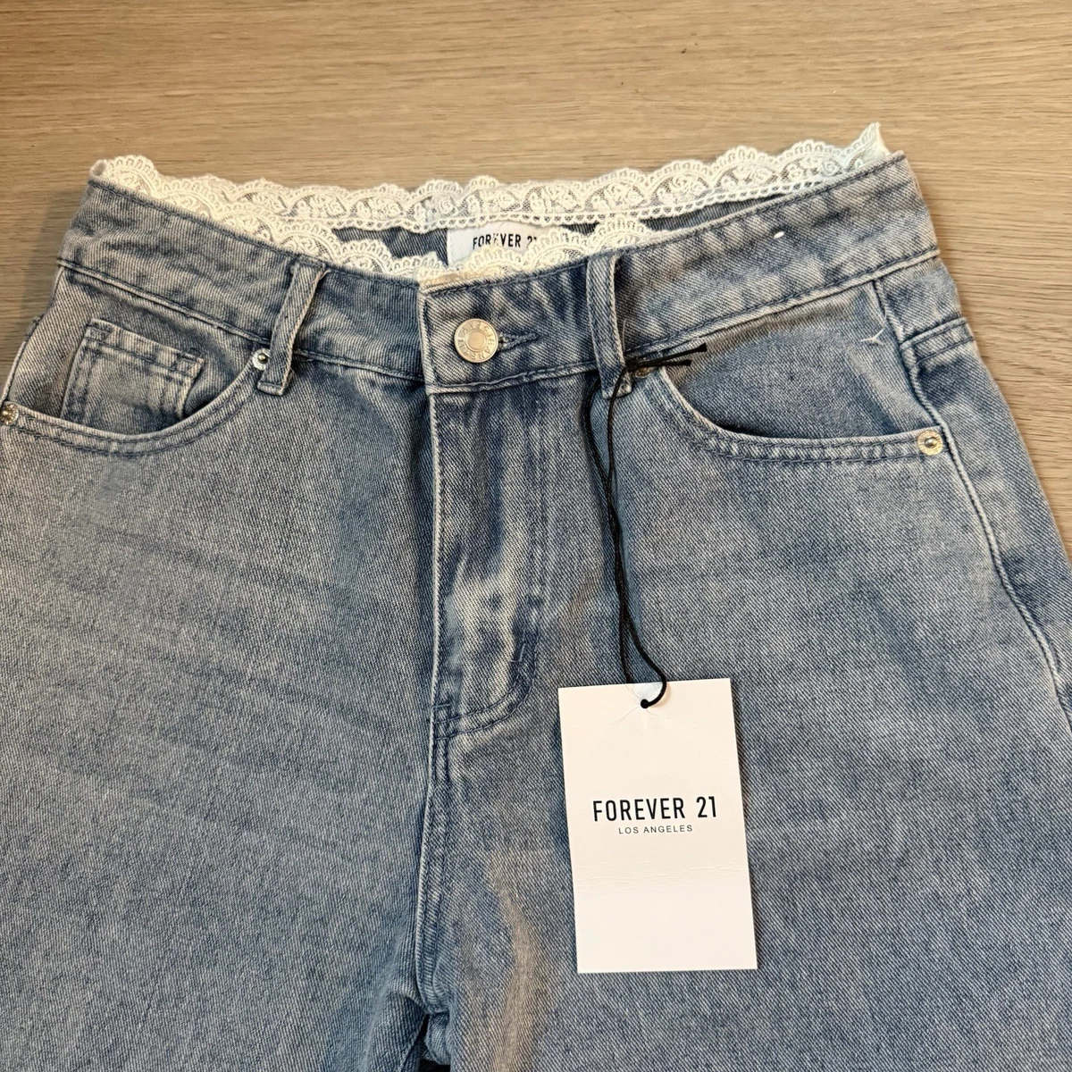 Pantalones de mezclilla de pierna ancha Forever 21 lavado claro